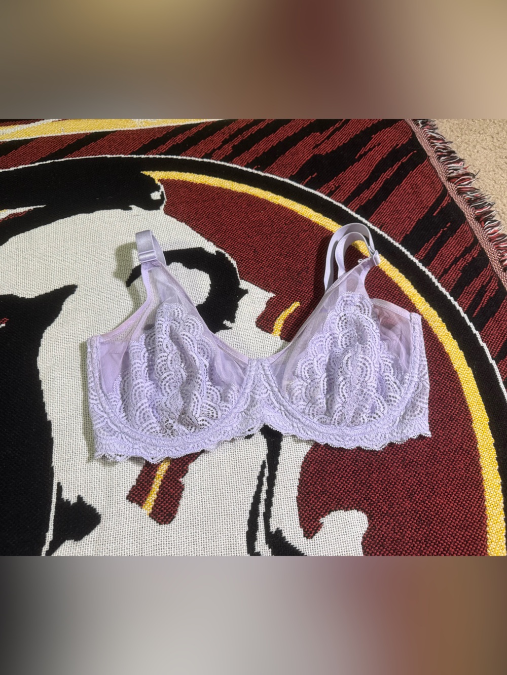Sheer Lace Underwire Bra in Lavender - Women's Intimates